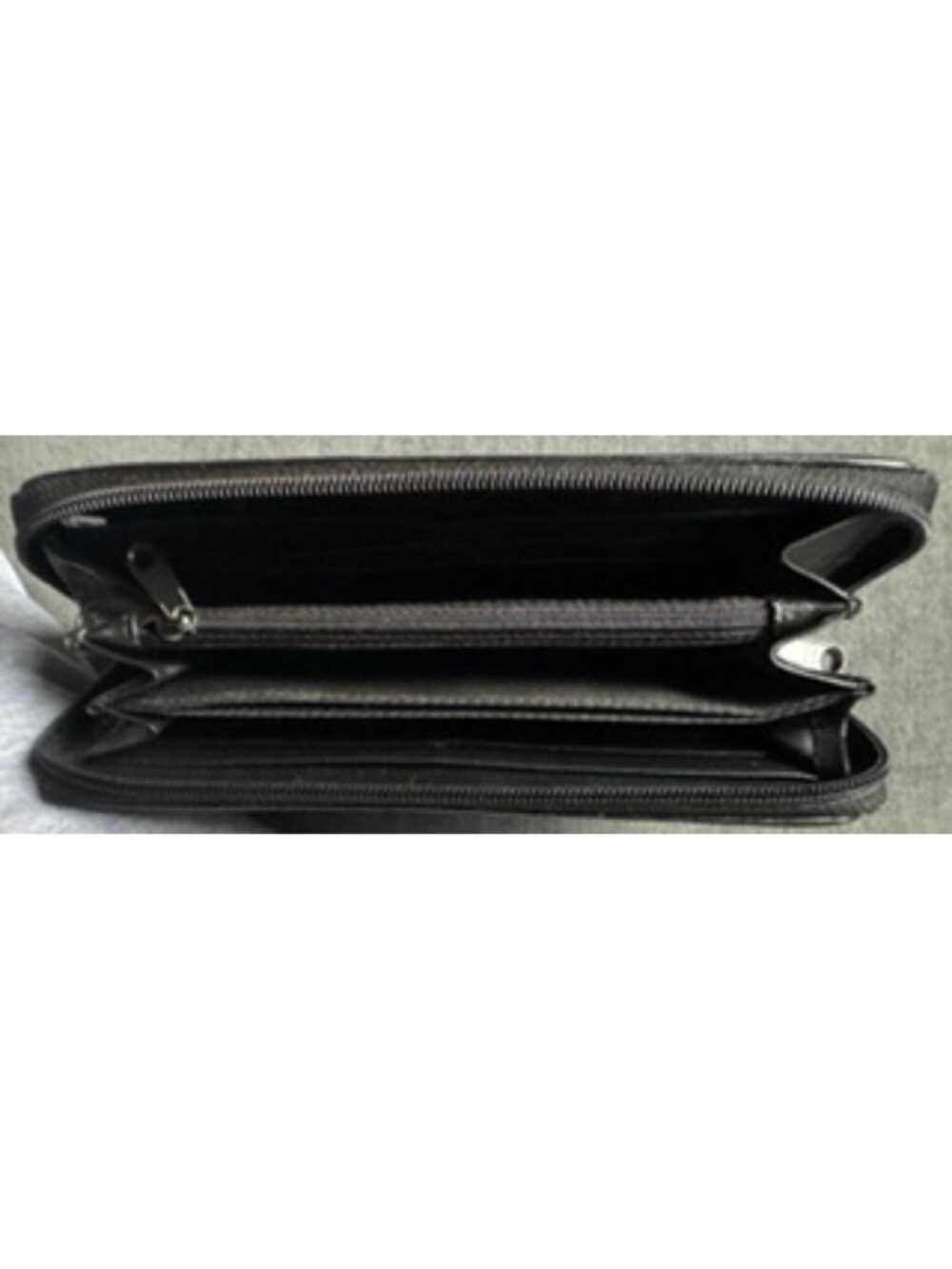 Black Via Roma Genuine Leather Wallet Zip Pockets Card Holder Lined - Picture 4 of 5